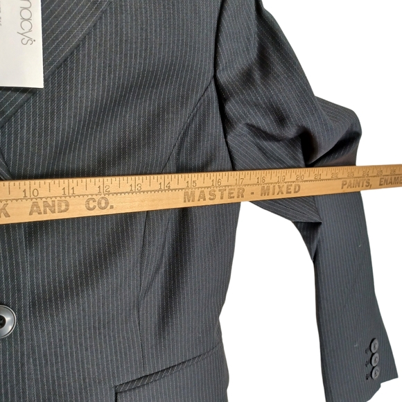 NINE WEST SUIT Black White Thin Pinstripe Print Button Blazer Trouser Set 4P - Picture 12 of 15